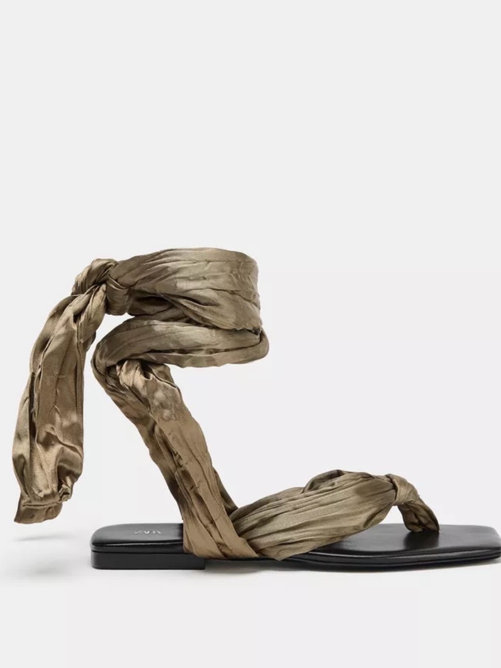 Zara Wrap Ankle Tie Sandal in Olive